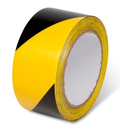 Top Tape And  Label. Global Industrial Striped Hazard Warning Tape 2inW x 108L 5 Mil Black/Yellow 1 Roll 670651YB